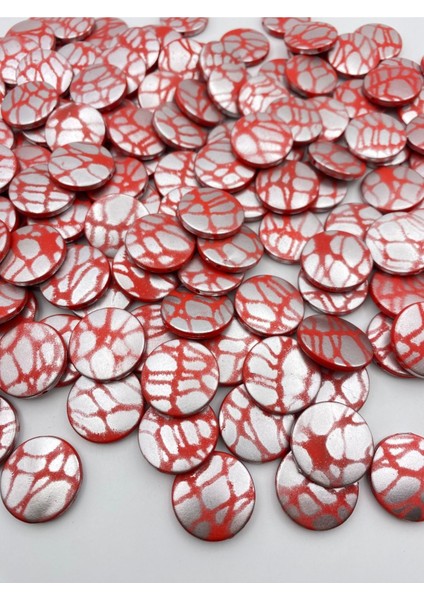 100GR 25MM Yassı Gümüş Boyalı Kırmızı Yuvarlak Akrilik Boncuk,takı, Çanta Yapım Boncuğu (~ 43 Adet), modelleri