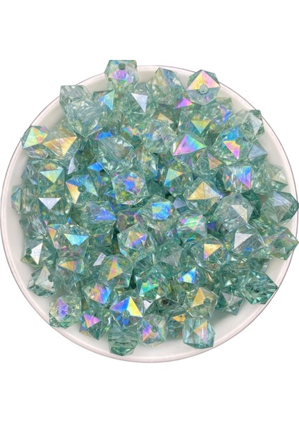 100GR 14MM Janjanlı Turkuaz Renk Küp,kübik Model Akrilik Boncuk,takı ,çanta Boncuğu (100GR,~80ADET) fiyatları