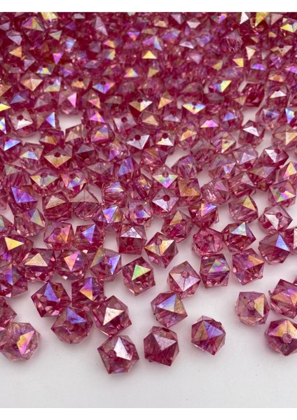 100GR 14MM Janjanlı Fuşya Renk Küp, Kübik Model Akrilik Boncuk,takı ,çanta Boncuğu (100GR,~80ADET) fiyatları