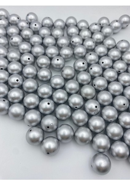 18MM Mat Metalik Gümüş Renk Boncuk,takı ve Aksesuar, Çanta Boncuğu ((100GR ~28 Adet Boncuk)