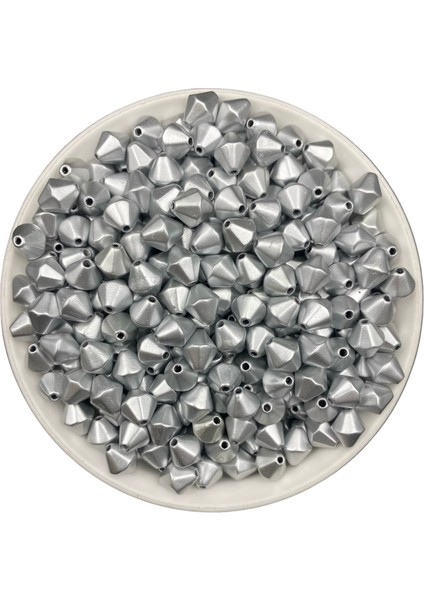 100GR 10MM Mat Metalik Gümüş Renk Piramit Boncuk , Takı Yapım Hobi Boncuğu ( ~270 Adet) fiyatları