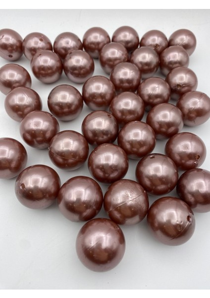 30MM Kahverengi Plastik Inci Boncuk, Çanta ve Takı Yapım Boncuğu (100 Gr,~7 Adet)