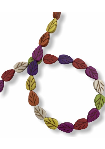 14MM Yaprak Model Karışık Renkli Sıkma Dizi Doğaltaş ,doğaltaş Dizisi (~29ADET ) fiyatları