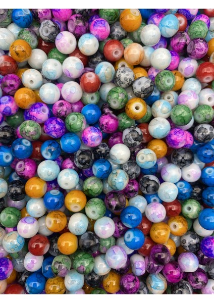 50GR 8mm Desenli Karışık Renkli Cam Inci Boncuk,takı Yapımı,hobi Boncuğu (~70 Adet) fiyatları