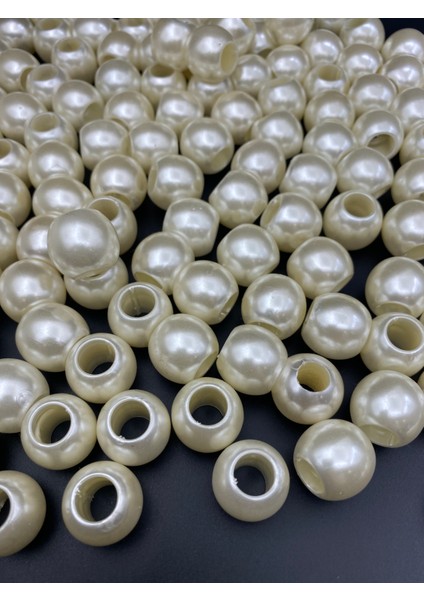 Iri Delikli 50GR 18MM Krem Renk Lüks / Lüx Kaplama Plastik Inci Boncuk (50GR,~16 Adet) modelleri