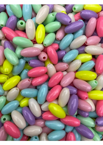 25GR Pastel 8X14MM Arpa Model Akrilik Boncuk,takı, Hobi Çanta Yapım Boncuğu (25GR,~45ADET )