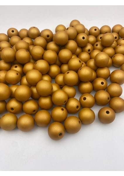 18MM Mat Metalık Gold / Altın Sarısı Renk Boncuk,takı, Çanta Boncuğu (100GR ~28 Adet Boncuk)