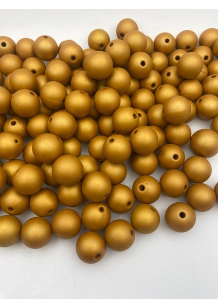 18MM Mat Metalık Gold / Altın Sarısı Renk Boncuk,takı, Çanta Boncuğu (100GR ~28 Adet Boncuk) fiyatları
