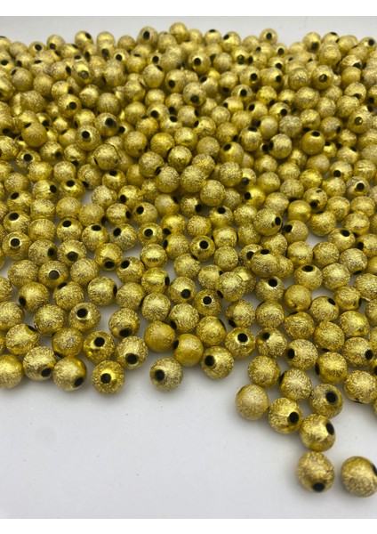 100GR 10MM Yuvarlak Yaldızlı Pütürlü Gold Renk Boncuk,takı,çanta Boncuğu ( 100GR,~190 Adet)