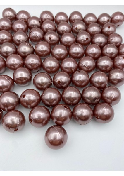24MM Kahverengi Plastik Inci Boncuk, Çanta ve Takı Yapım Boncuğu (100 Gr,~14 Adet)