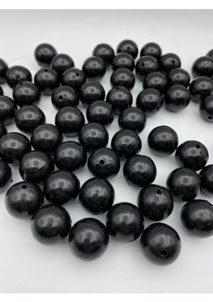 24MM Siyah Renk Plastik Inci Boncuk, Çanta ve Takı Yapım Boncuğu (100 Gr,~14 Adet)
