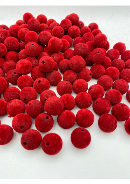 18MM Kırmızı Renk Kadife Boncuk Takı Yapım, Çanta Boncuğu ( 100GR,~28 Adet)