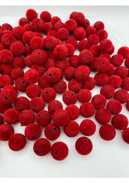 18MM Kırmızı Renk Kadife Boncuk Takı Yapım, Çanta Boncuğu ( 100GR,~28 Adet) fiyatları