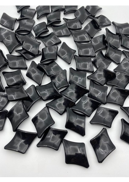100GR Siyah Renk Metalize Küçük Baklava Model Boncuk Çanta Yapım Boncuğu (~33 Adet)