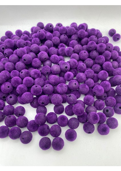 14MM Mor Renk Kadife Boncuk Takı, Çanta Yapım Boncuğu ( 100GR,~60 Adet)