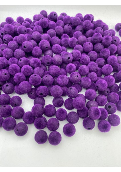 14MM Mor Renk Kadife Boncuk Takı, Çanta Yapım Boncuğu ( 100GR,~60 Adet) fiyatları