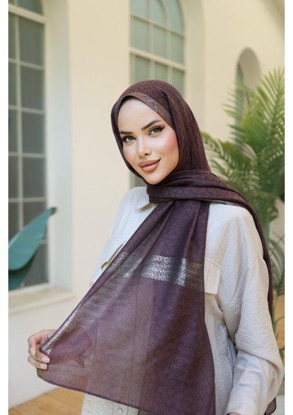 Işıltılı Ipek Şal - Bordo