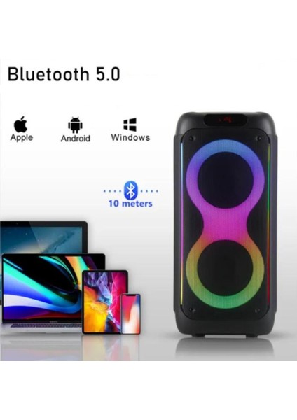 BTS-1829 100W Karaoke Ses Sistemi 2X10 Inç Rgb Efektli Party Box Mikrofonlu Bluetooth Hoparlör modelleri