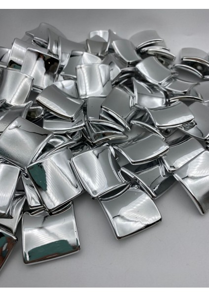100GR Nikel / Gümüş Renk Metalize Kare Baklava Model Boncuk,takı Çanta Boncuğu (100GR,~17 Adet) fiyatları