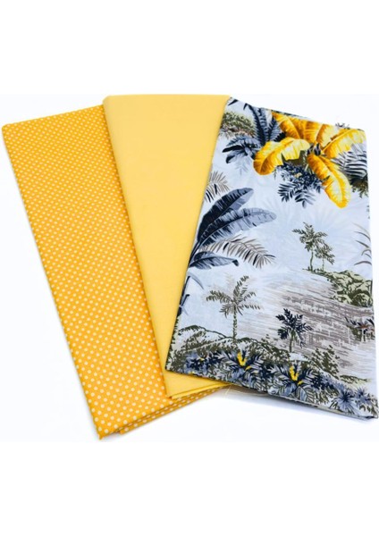 120X50 cm Pamuklu Astarlık Kumaş Seti (Sarı Tonları)