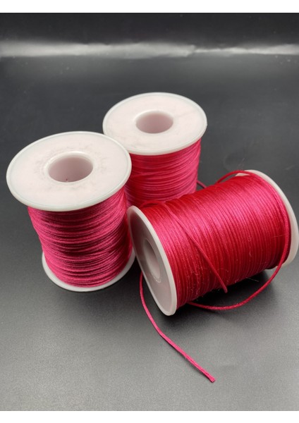 Floş Ip, 100 Metre (Bobin) Fuşya Renk Floş Ip, 1mm Floş Ip / Sıçan Kuyruğu Takı Bileklik Ipi