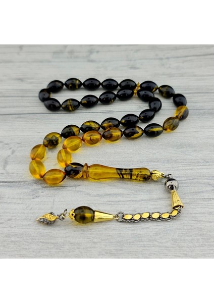 925 Ayar Altın Kaplama Püsküllü Ateş Kehribar Tesbih fırsatları