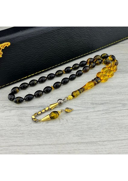 925 Ayar Altın Kaplama Püsküllü Ateş Kehribar Tesbih indirimleri