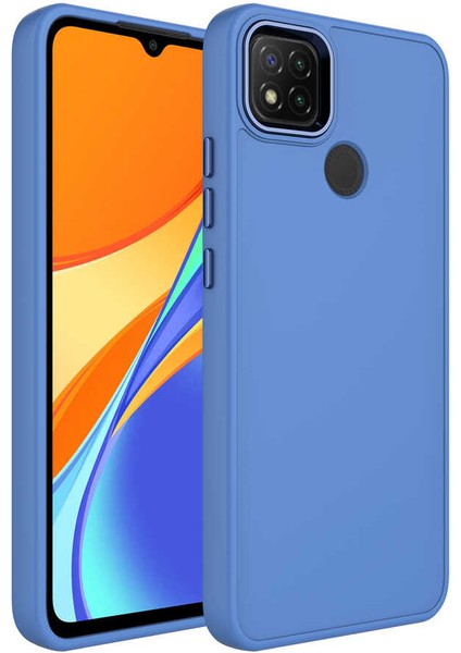 Xiaomi Redmi 9c Kılıf Metal Çerçeve ve Buton Tasarımlı Silikon Luna Kapak-Lavendery Gray
