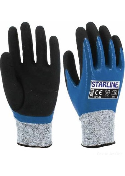 5 Çift Kesilmez Eldiven E-135625 Nitril Köpük Starline 4X43C 10 Numara