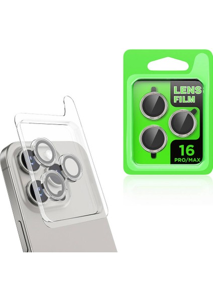 Apple iPhone 16 Pro Max Cl-07 Kamera Lens Koruyucu-Titanyum-Gri