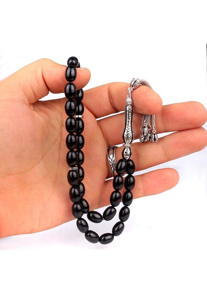 925 Ayar Gümüş Püsküllü Ateş Kehribar Tesbih modelleri