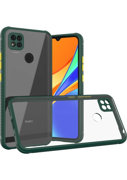 Heptek İletişim Xiaomi Redmi 9c Kılıf ​​Kaff Kapak-Koyu Yeşil
