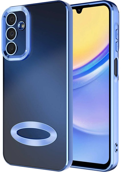 Galaxy A25 Kılıf Kamera Korumalı Logo Gösteren Omega Kapak-Sierra Mavi