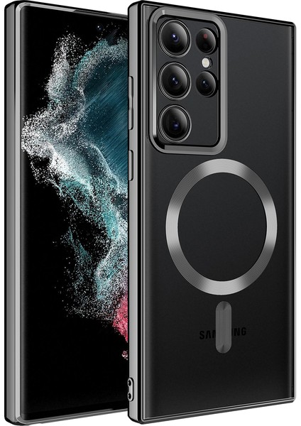 Galaxy S22 Ultra Kılıf Magsafe Wireless Şarj Özellikli Setro Silikon-Siyah