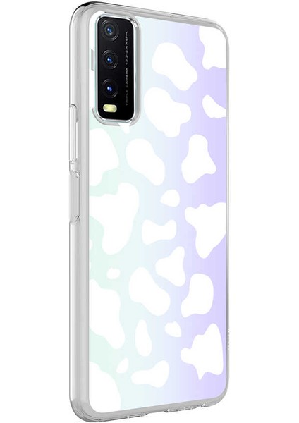 Vivo Y20 Kılıf Zore M-Blue Desenli Kapak-Cow No2