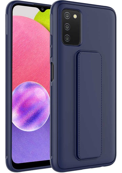 Heptek İletişim Galaxy A03S Kılıf Qstand Kapak-Lacivert