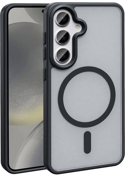 Galaxy S24 Plus Kılıf Magsafe Şarj Özellikli Mat Arka Yüzey Zore Sio Kapak-Siyah