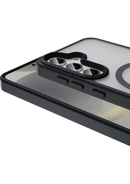 Galaxy S24 Plus Kılıf Magsafe Şarj Özellikli Mat Arka Yüzey Zore Sio Kapak-Siyah