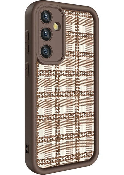 Galaxy S24 Kılıf Kamera Korumalı Baskılı Arka Yüzey Klas Kapak-Açık Kahve