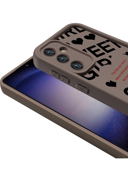 Galaxy S24 Kılıf Kamera Korumalı Baskılı Arka Yüzey Klas Kapak-Açık Kahve indirimleri