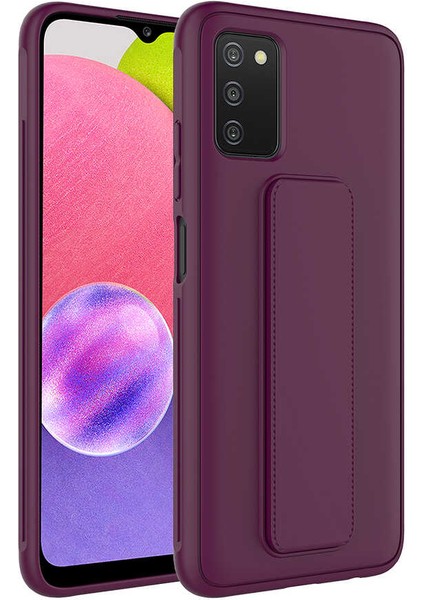 Heptek İletişim Galaxy A03S Kılıf Qstand Kapak-Mürdüm