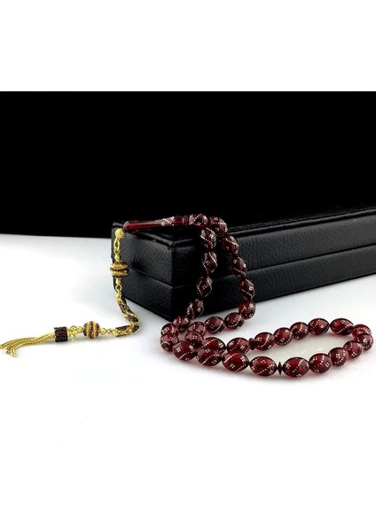 Altın Kaplama Zirkon Taş Püsküllü Gümüş Işlemeli Ateş Kehribar Tesbih fiyatları