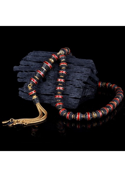 Altın Kaplamalı Kırmızı Mineli 925 Ayar Gümüş Tesbih fiyatları