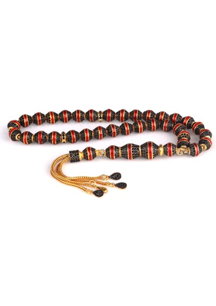 Altın Kaplamalı Kırmızı Mineli 925 Ayar Gümüş Tesbih fırsatları