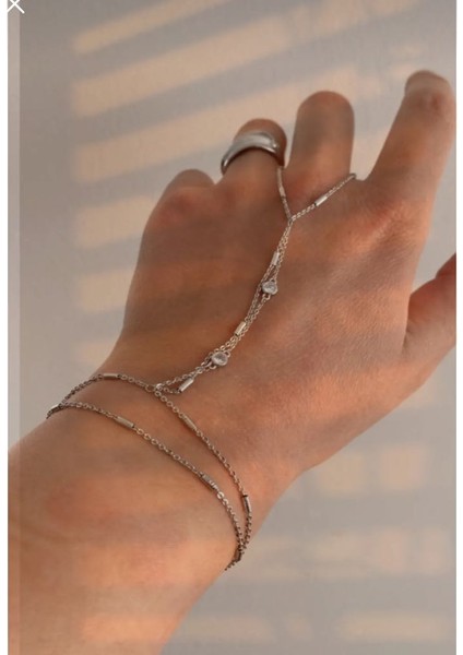 Çelik Zirkon Taşlı Parıltılı Gümüş Renk Şahmeran