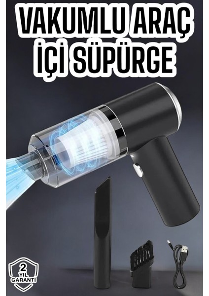 Üflemeli Güçlü Vakumlu Ev Ofis Araç Süpürgesi El Süpürgesi Şarjlı
