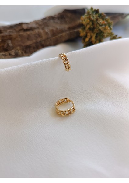 Kadın 316 L Çelik Minimal Gold Zincir Geçişli Halka Model Küpe fiyatları