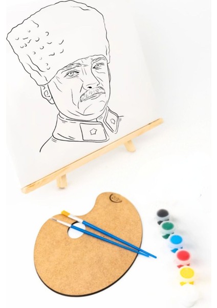 Kıymızı Tuval Boyama Seti | 25X30 Atatürk Portresi | Tam Set