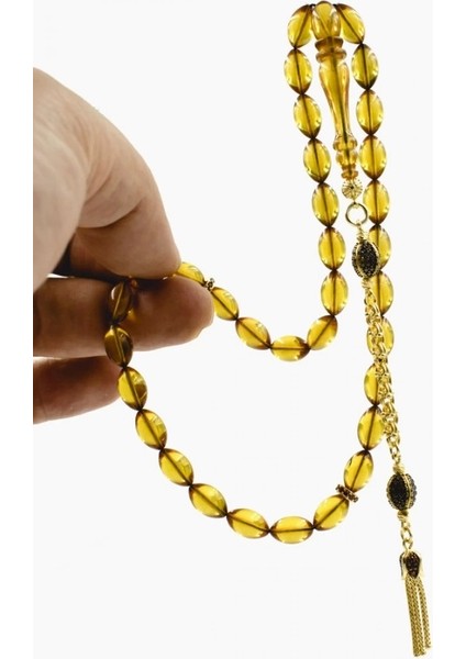 Altın Kaplamalı Gümüş Püsküllü Ateş Kehribar Tesbih modelleri