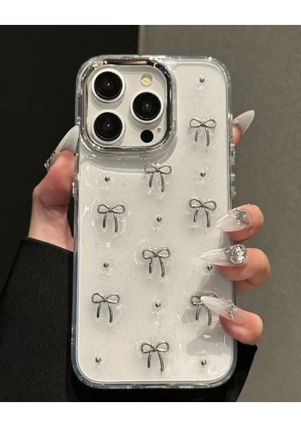 Iphone Uyumlu Lux Simli Şeffaf Fiyonklu Kılıf